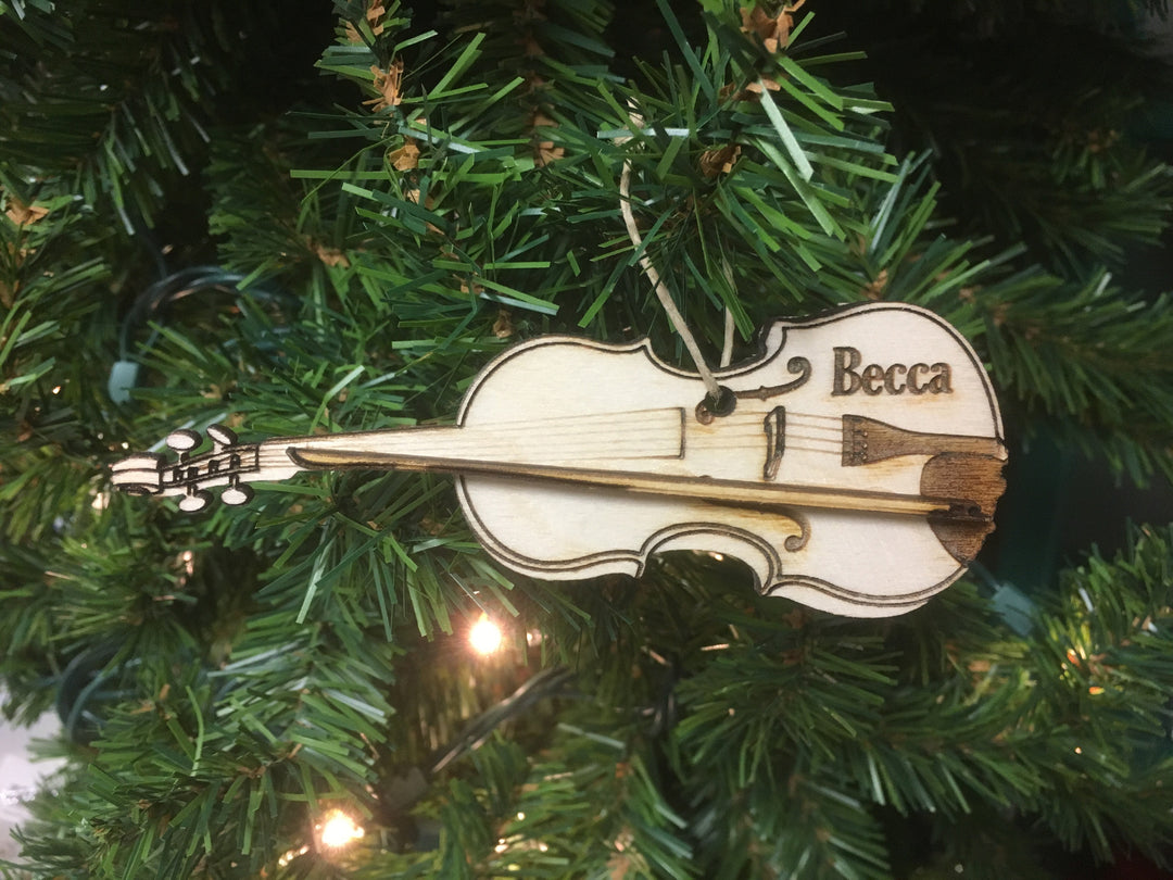 Violin personalized Christmas ornament