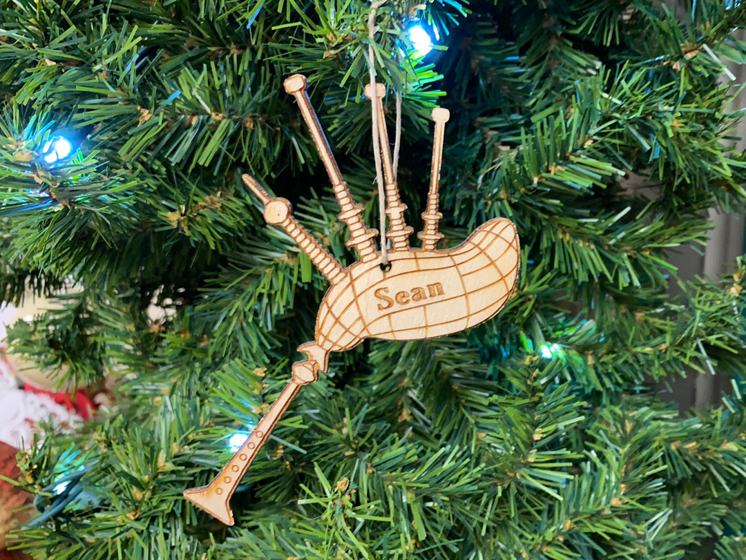 Bagpipes personalized Christmas ornament