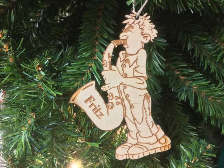 Saxophonist 2 personalized Christmas ornament