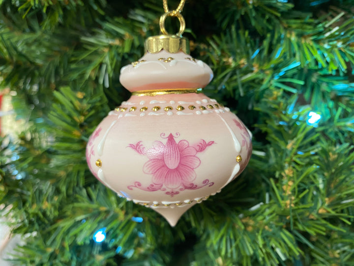 Victorian Pink and Gold Porcelain Ornament, handcrafted Christmas gift, Grande Place, Lancaster County PA