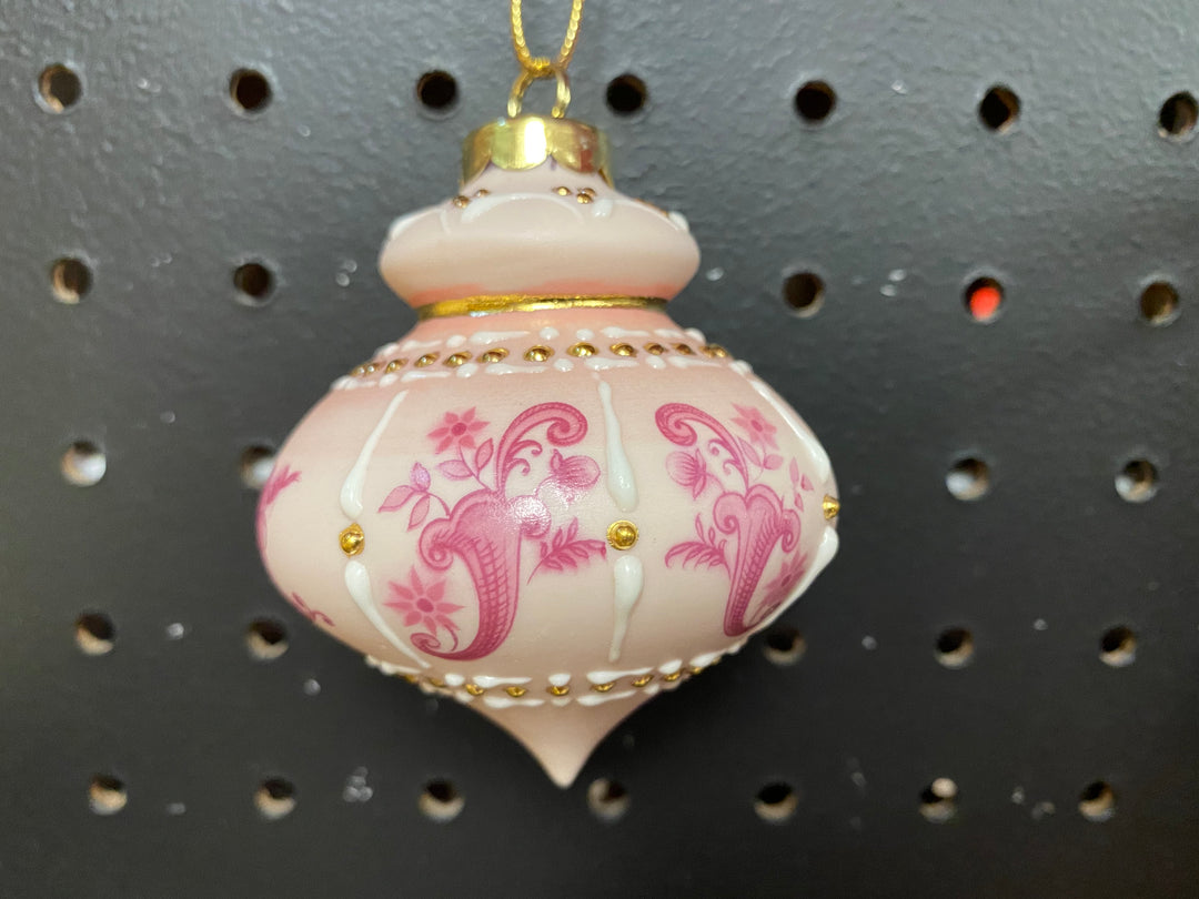 Victorian Pink and Gold Porcelain Ornament