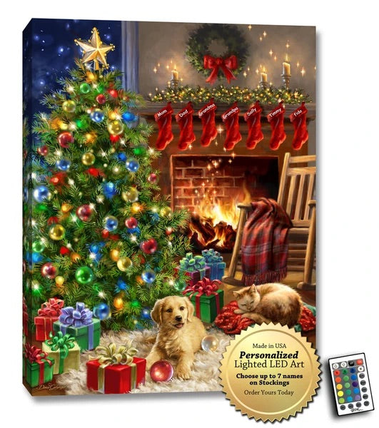 Personalized Lighted LED Art -- Cozy Christmas, handcrafted Christmas gift, Grande Place, Lancaster County PA