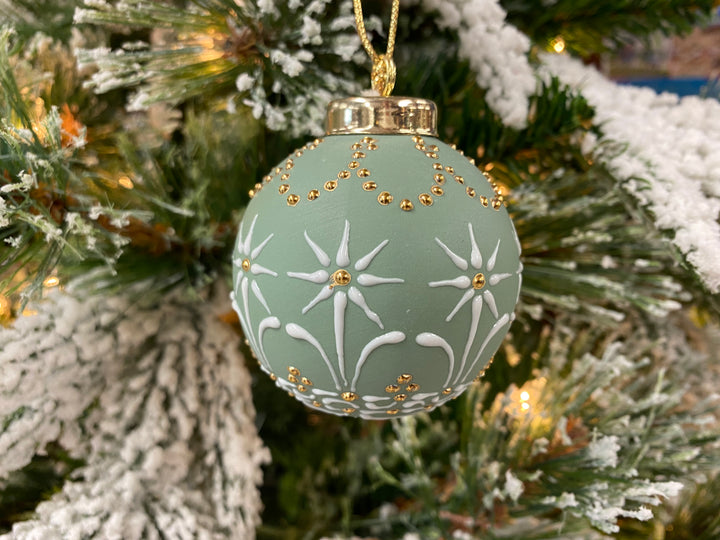 Victorian Green and Gold Porcelain Ornament, handcrafted Christmas gift, Grande Place, Lancaster County PA
