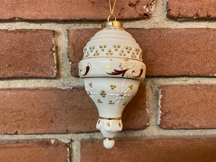 Victorian Burgundy, Ivory and Gold Porcelain Ornament