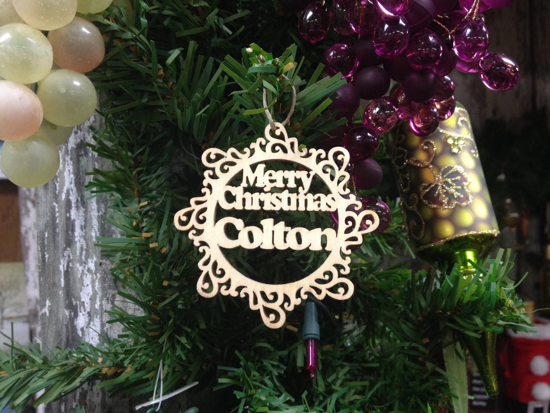 My Own Name Personalized Laser Cut Wood Ornament, handcrafted Christmas gift, Grande Place, Lancaster County PA